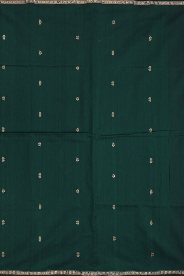 Maheswari Silk Cotton Saree Dark Green With Floral Buttas
