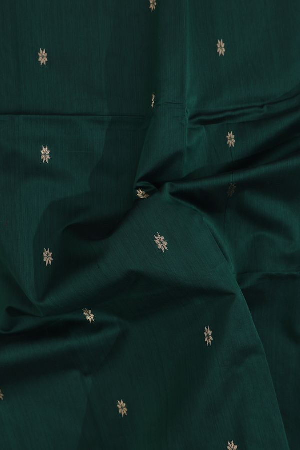 Maheswari Silk Cotton Saree Dark Green With Floral Buttas