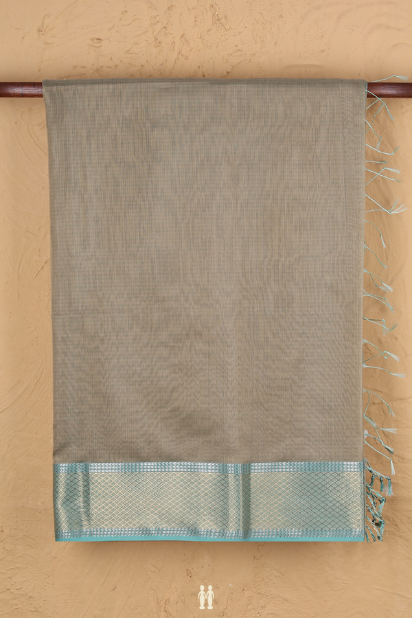 Maheswari Silk Cotton Saree Dark Khaki With Contrast Border