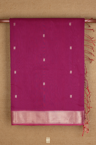 Maheswari Silk Cotton Saree Deep Mulberry With Floral Buttas