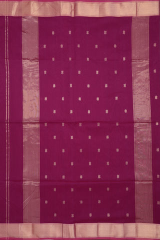 Maheswari Silk Cotton Saree Deep Mulberry With Floral Buttas