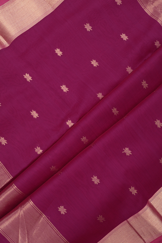 Maheswari Silk Cotton Saree Deep Mulberry With Floral Buttas