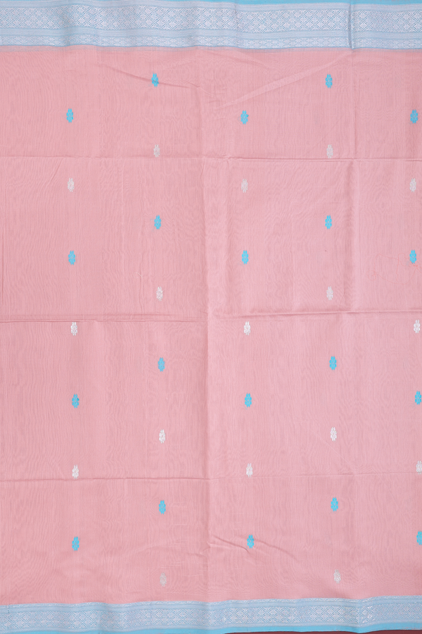 Maheswari Silk Cotton Saree Dusty Pink With Allover Buttas