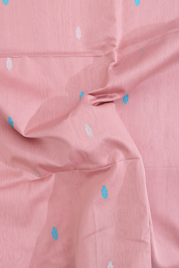 Maheswari Silk Cotton Saree Dusty Pink With Allover Buttas