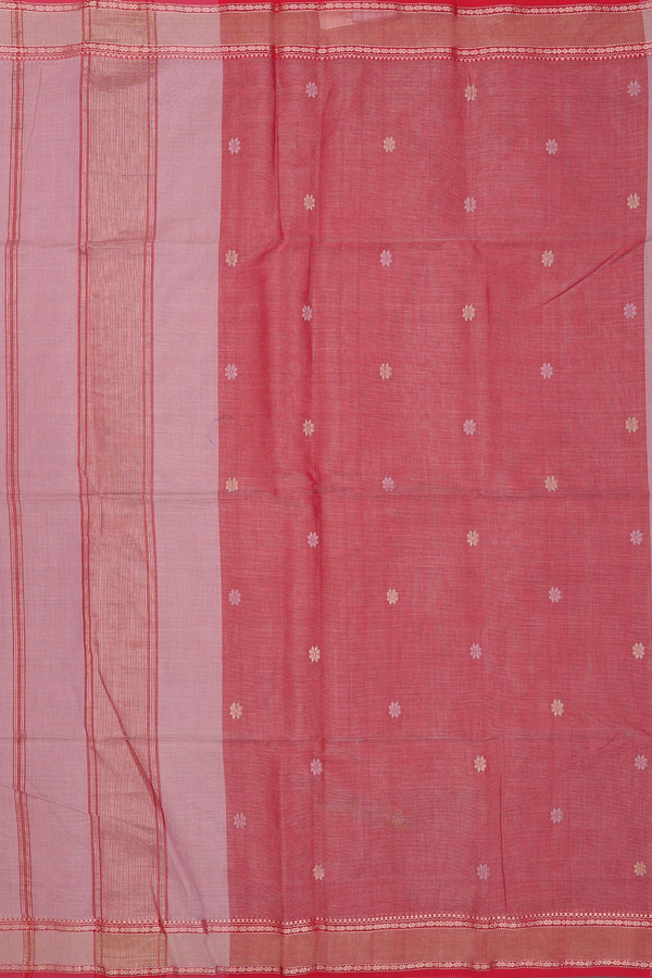 Maheswari Silk Cotton Saree Dusty Rose Pink With Floral Buttas