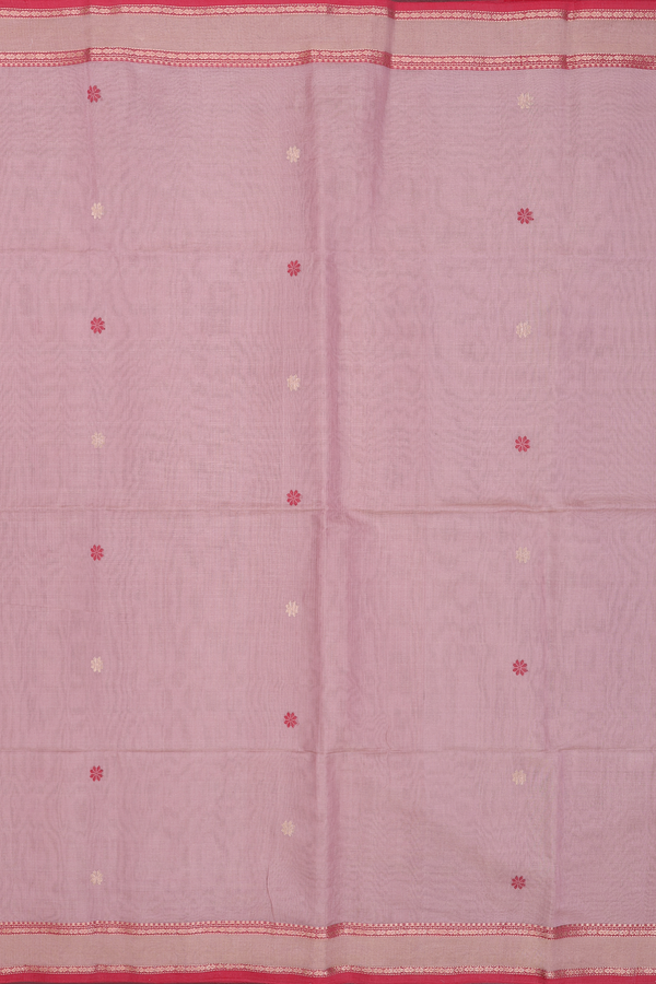 Maheswari Silk Cotton Saree Dusty Rose Pink With Floral Buttas