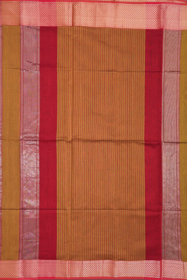 Maheswari Silk Cotton Saree Golden Brown With Contrast Border