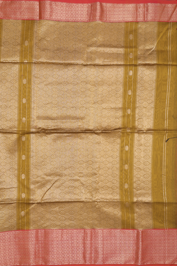 Maheswari Silk Cotton Saree Golden Brown With Floral Buttas