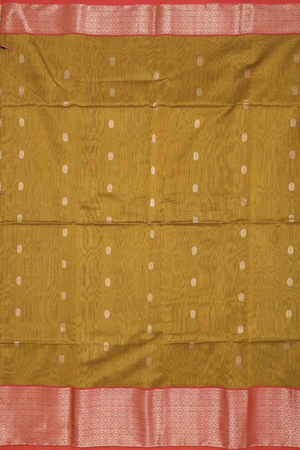 Maheswari Silk Cotton Saree Golden Brown With Floral Buttas