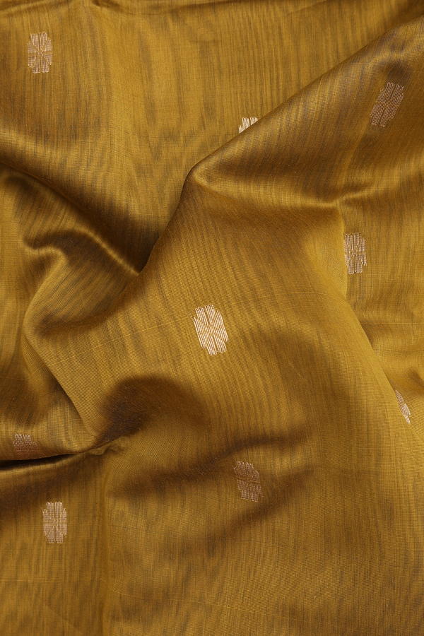 Maheswari Silk Cotton Saree Golden Brown With Floral Buttas