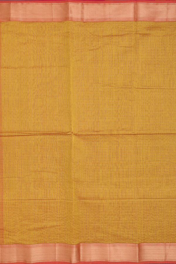 Maheswari Silk Cotton Saree Golden Yellow With Checks Design