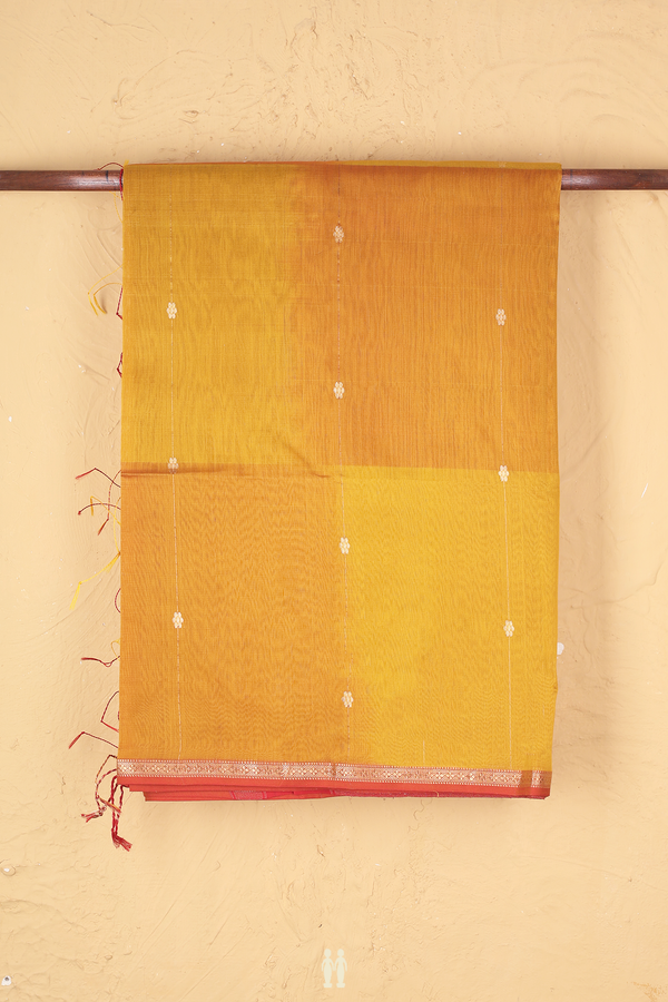 Maheswari Silk Cotton Saree Golden Yellow With Floral Buttas