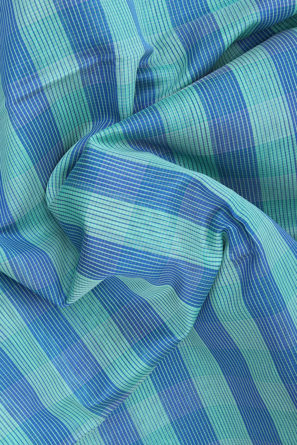 Maheswari Silk Cotton Saree Green And Blue With Checks Design