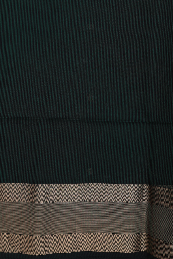 Maheswari Silk Cotton Saree Green And Black With Stripes Design