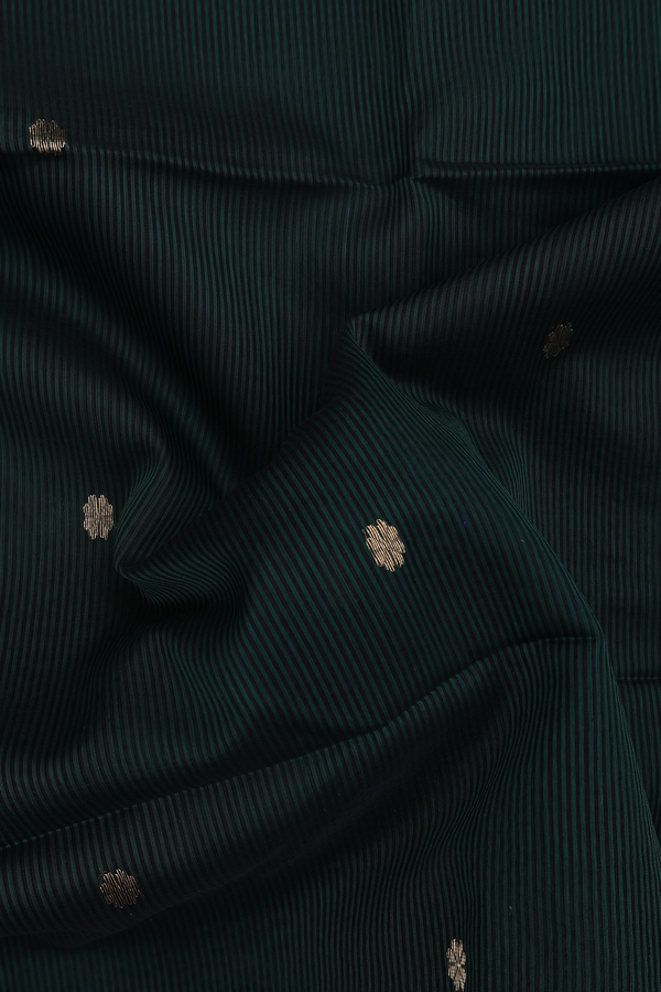 Maheswari Silk Cotton Saree Green And Black With Stripes Design