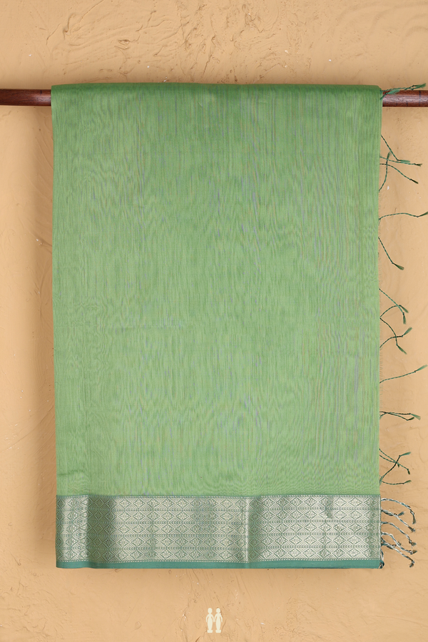 Maheswari Silk Cotton Saree Green With Zari Border