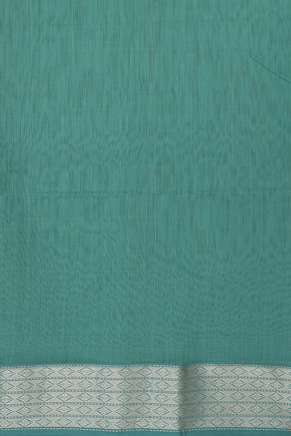 Maheswari Silk Cotton Saree Green With Zari Border