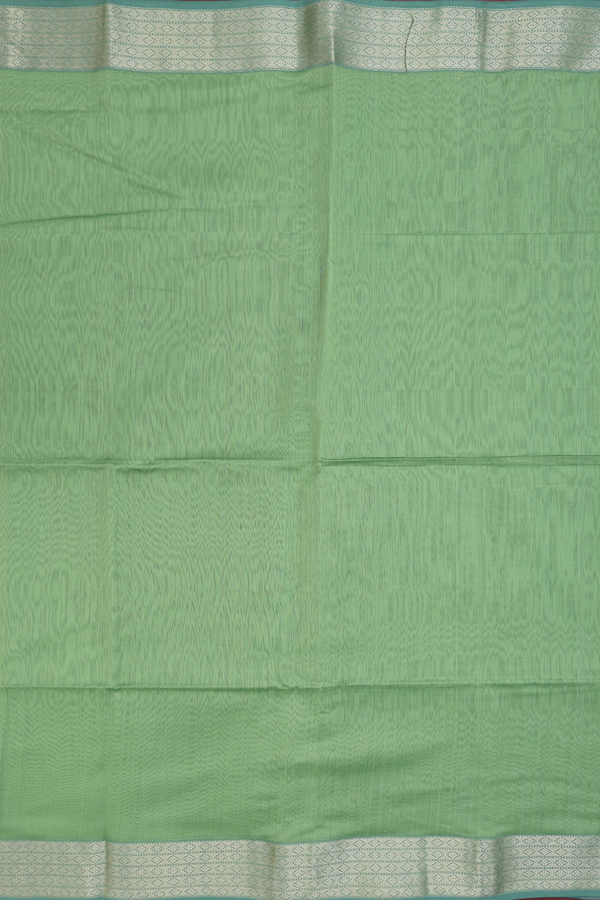 Maheswari Silk Cotton Saree Green With Zari Border