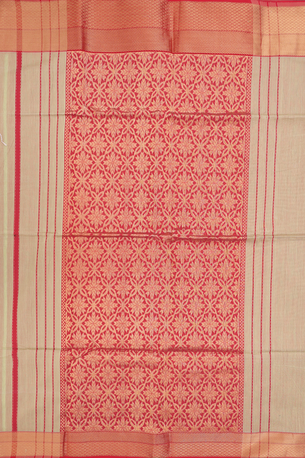 Maheswari Silk Cotton Saree Green With Zari Buttas