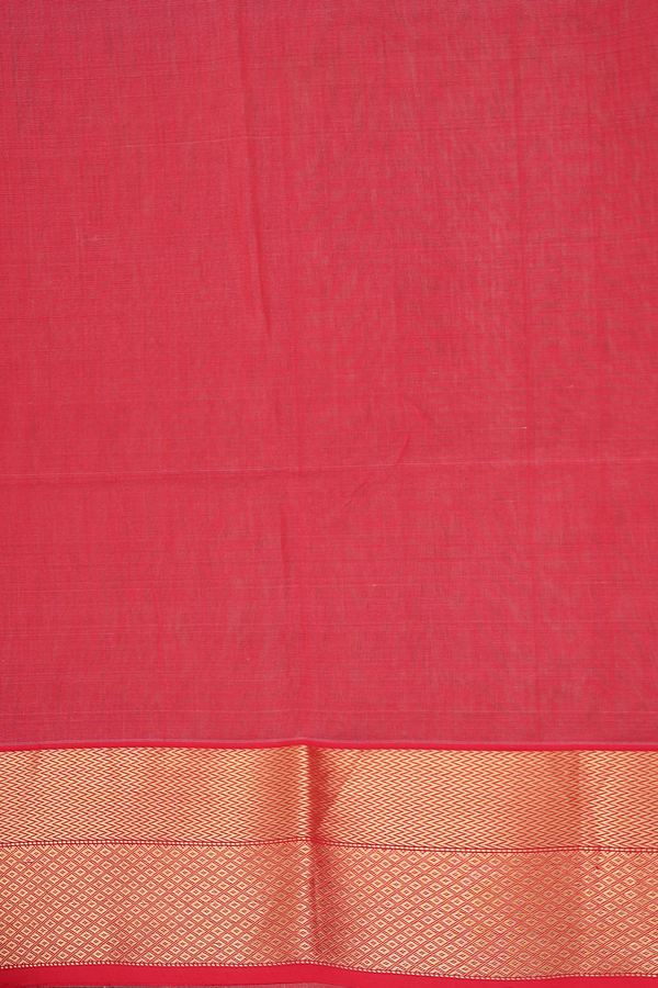 Maheswari Silk Cotton Saree Green With Zari Buttas