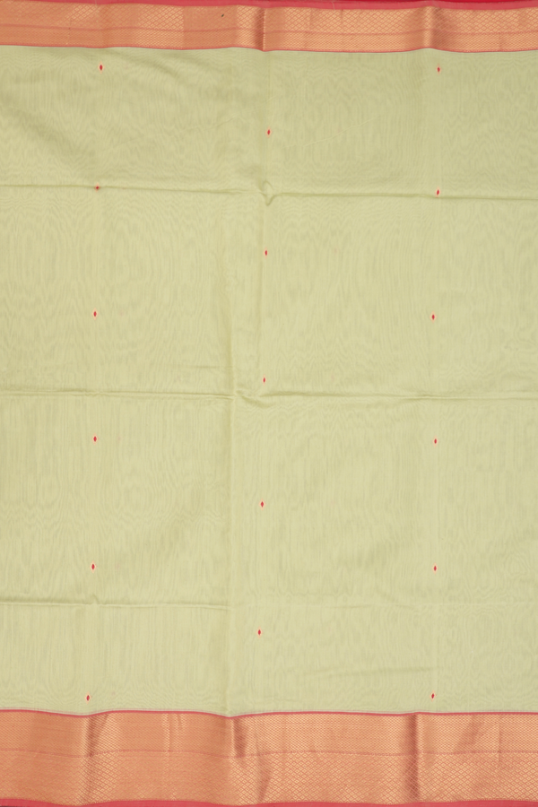 Maheswari Silk Cotton Saree Green With Zari Buttas