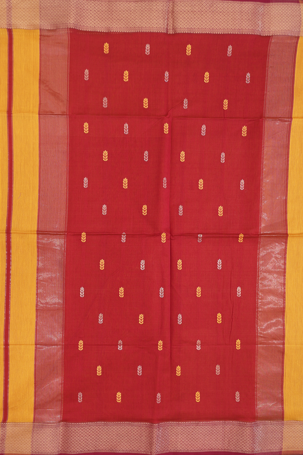 Maheswari Silk Cotton Saree Honey Orange With Floral Buttas
