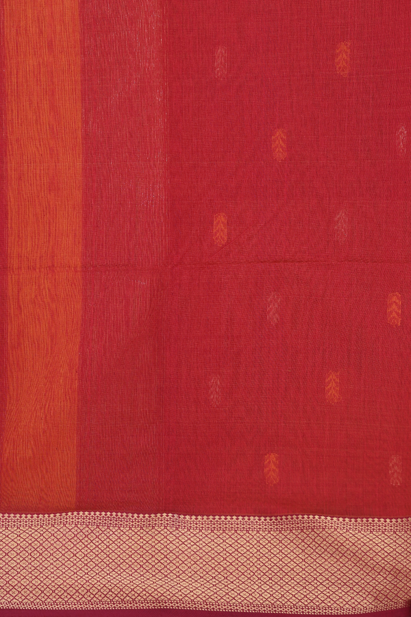 Maheswari Silk Cotton Saree Honey Orange With Floral Buttas