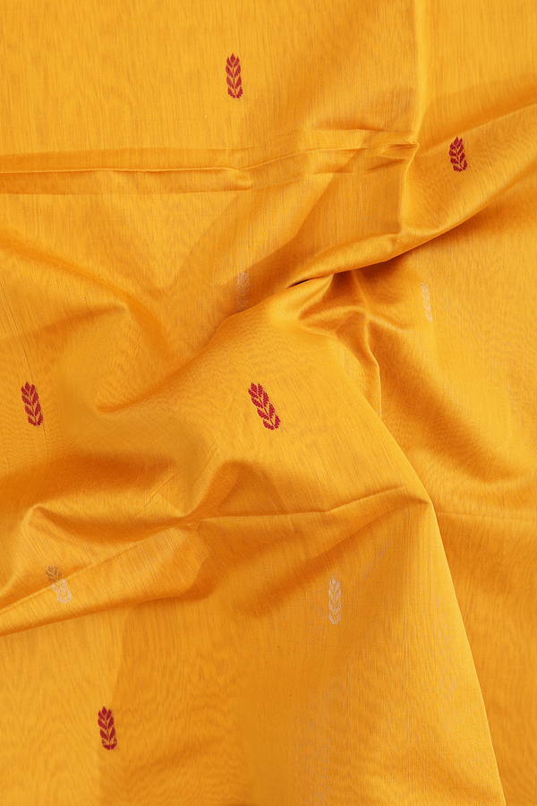 Maheswari Silk Cotton Saree Honey Orange With Floral Buttas