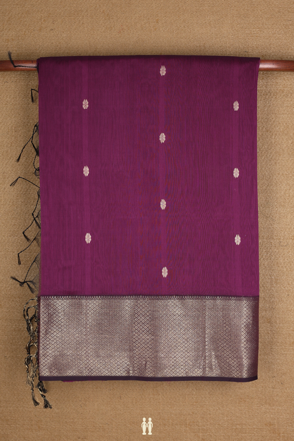 Maheswari Silk Cotton Saree In Berry Purple With Floral Buttas