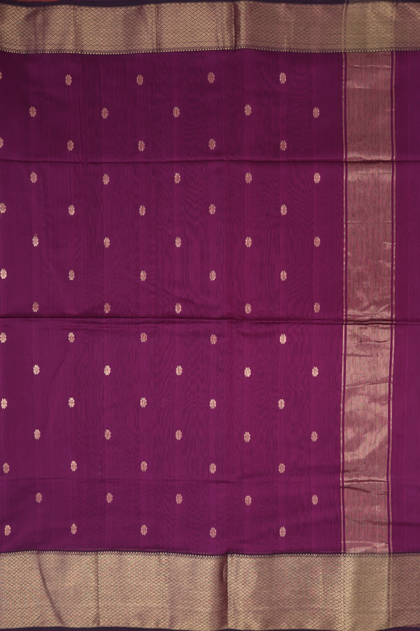 Maheswari Silk Cotton Saree In Berry Purple With Floral Buttas