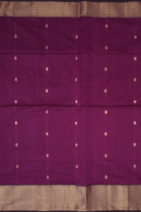 Maheswari Silk Cotton Saree In Berry Purple With Floral Buttas