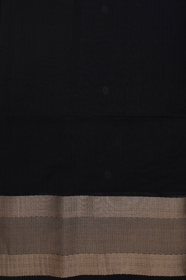 Maheswari Silk Cotton Saree In Black With Stripes Design