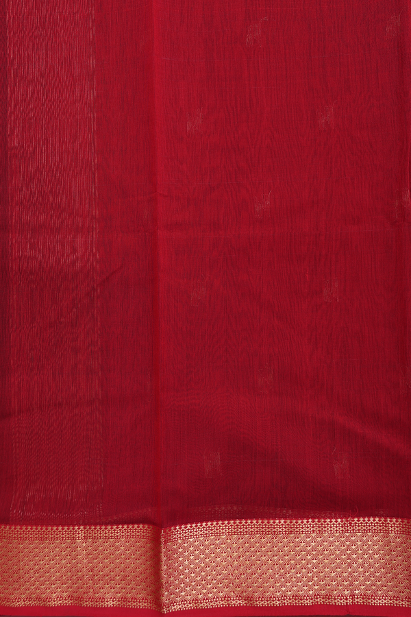 Maheswari Silk Cotton Saree In Black With Zari Buttas