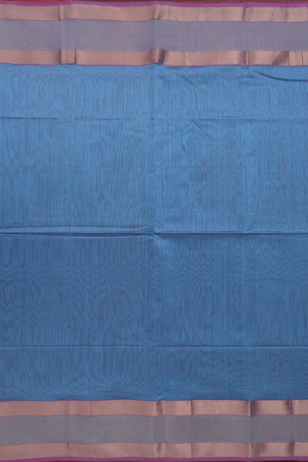 Maheswari Silk Cotton Saree In Blue With Contrast Border