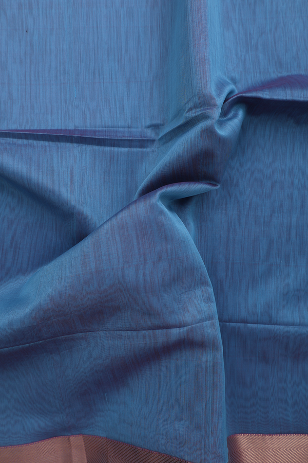 Maheswari Silk Cotton Saree In Blue With Contrast Border