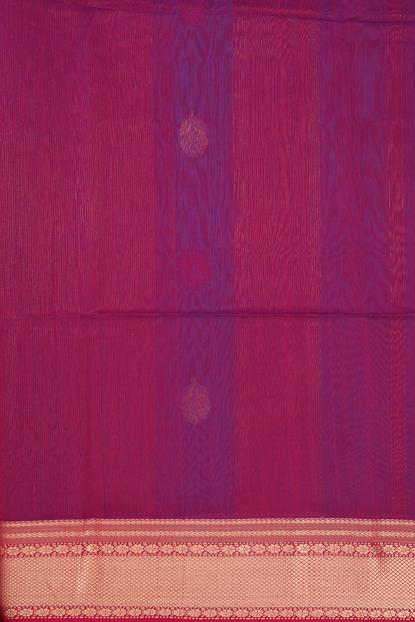 Maheswari Silk Cotton Saree In Blue With Floral Buttas