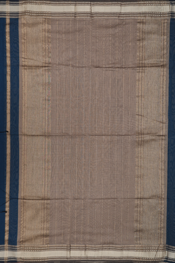 Maheswari Silk Cotton Saree In Blue With Self Stripes Design