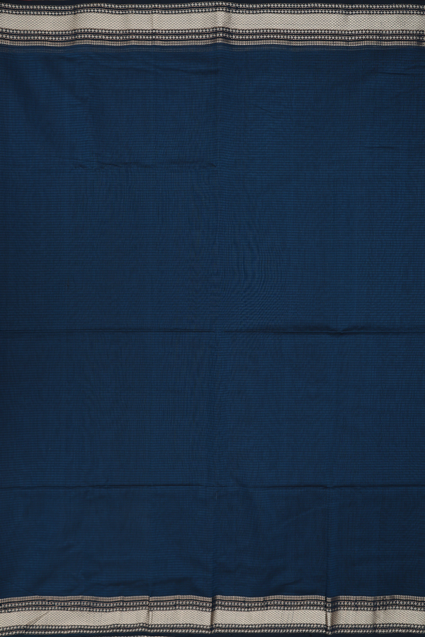 Maheswari Silk Cotton Saree In Blue With Self Stripes Design