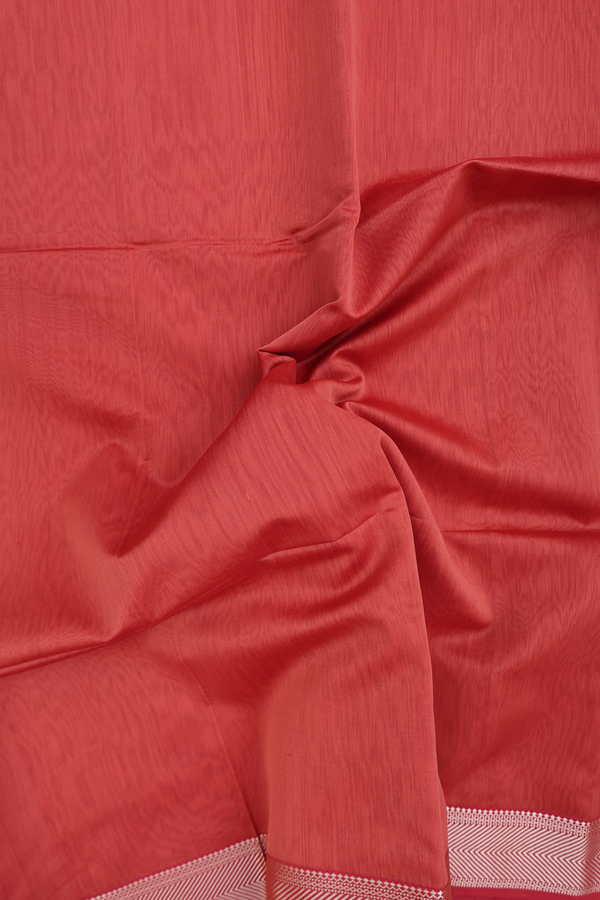 Maheswari Silk Cotton Saree In Brick Red With Contrast Border