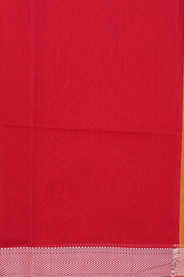Maheswari Silk Cotton Saree In Brick Red With Contrast Border