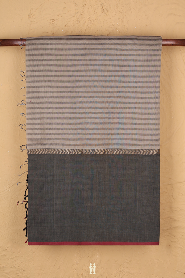 Maheswari Silk Cotton Saree In Brown With Stripes Design