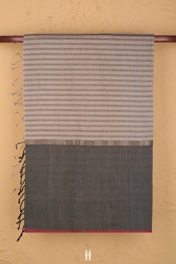 Maheswari Silk Cotton Saree In Brown With Stripes Design