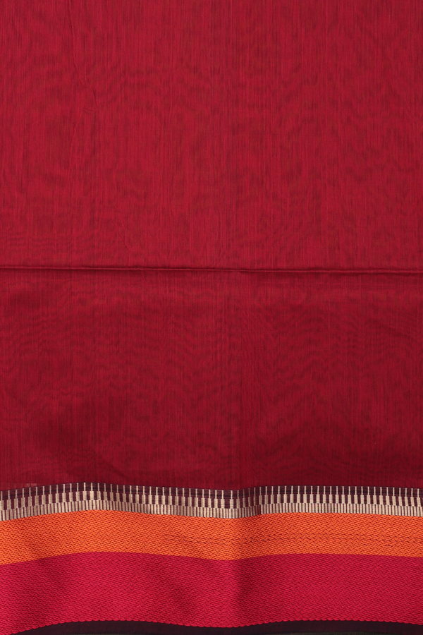 Maheswari Silk Cotton Saree In Brown With Threadwork Border
