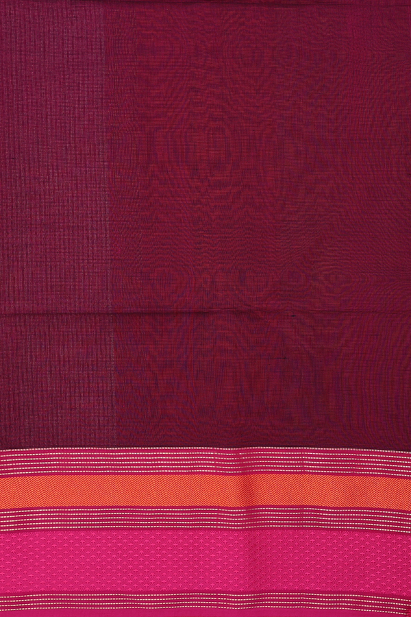 Maheswari Silk Cotton Saree In Brown With Threadwork Border