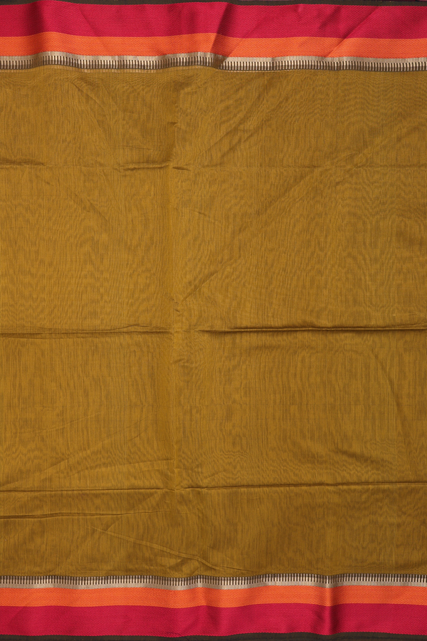 Maheswari Silk Cotton Saree In Brown With Threadwork Border