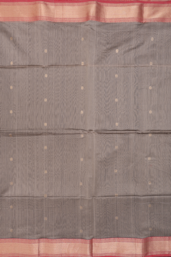 Maheswari Silk Cotton Saree In Brown With Zari Buttas