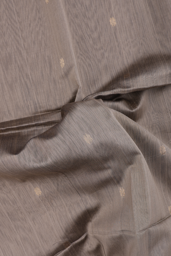 Maheswari Silk Cotton Saree In Brown With Zari Buttas
