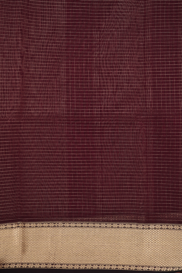 Maheswari Silk Cotton Saree In Coffee Brown With Checks Design