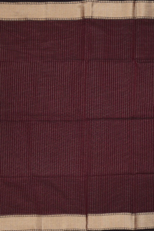 Maheswari Silk Cotton Saree In Coffee Brown With Checks Design