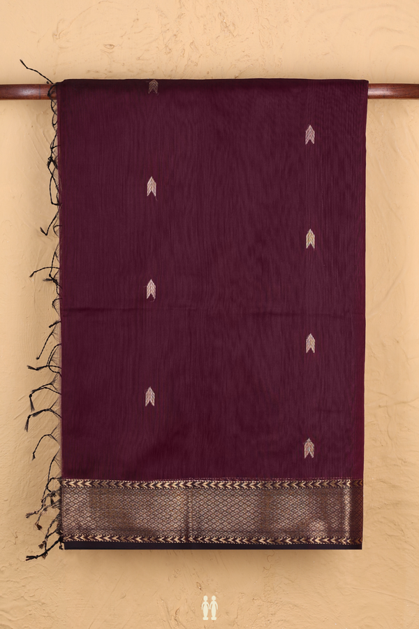 Maheswari Silk Cotton Saree In Coffee Brown With Zari Buttas